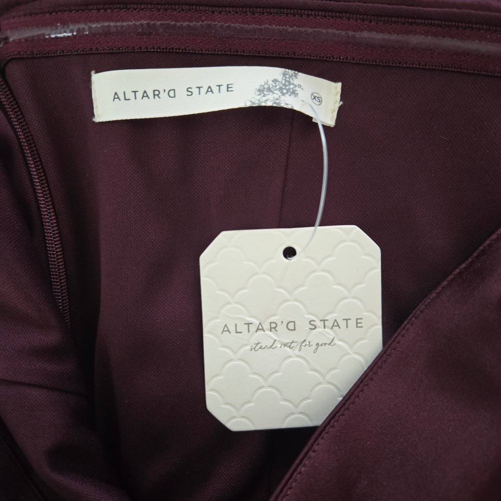 NWT Altar'd State Strapless Mini Dress Burgundy Purple Satin XS - Picture 3 of 11